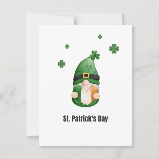Green Black St. Patrick's Day Gnome Illustration シーズンカード (正面)