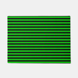 Green Black Stripes Seamless Pattern ドアマット