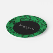 Green & Black Swirl Gothic 結婚's ペーパープレート (アングル)