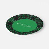 Green & Black Swirl Gothic 結婚's ペーパープレート (アングル)
