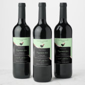 Green Black Wavy Rose Gold Hearts Product Labels ワインラベル (ボトル)