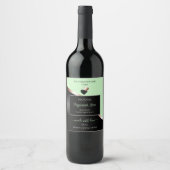 Green Black Wavy Rose Gold Hearts Product Labels ワインラベル (正面)