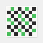 Green Black White Checkered Pattern Design  スタンダードカクテルナプキン (正面)