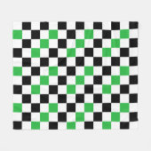 Green Black White Checkered Pattern Design  フリースブランケット (正面(横))