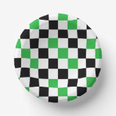 Green Black White Checkered Pattern Design  ペーパーボウル (正面)