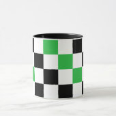 Green Black White Checkered Pattern Design  マグカップ (中央)