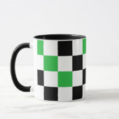 Green Black White Checkered Pattern Design  マグカップ (左)