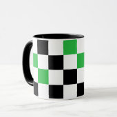 Green Black White Checkered Pattern Design  マグカップ (正面左)