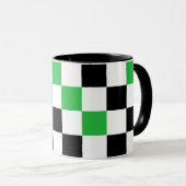 Green Black White Checkered Pattern Design  マグカップ (正面右)