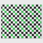 Green Black White Checkered Pattern Design ラッピングペーパー (フラット)