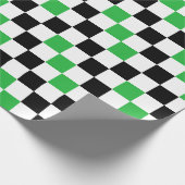 Green Black White Checkered Pattern Design ラッピングペーパー (角)