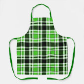 Green Black White Flannel Tartan Pattern Design エプロン (正面)