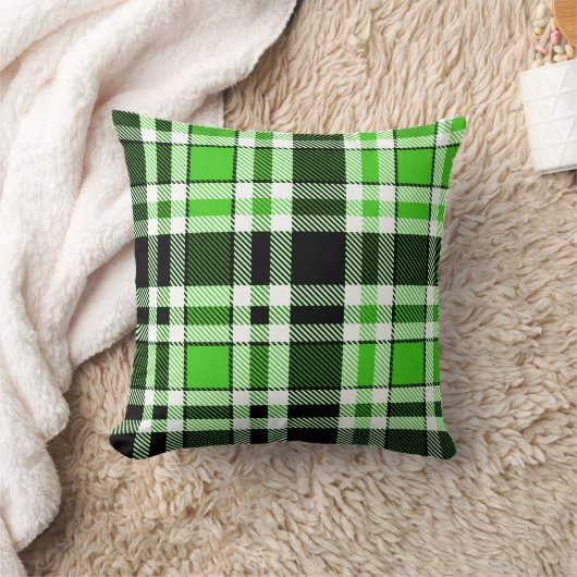 Green Black White Flannel Tartan Pattern Design  クッション (ブランケット)