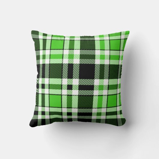 Green Black White Flannel Tartan Pattern Design  クッション (裏面)