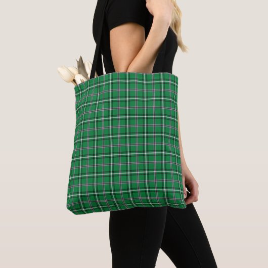 Green Black White Plaid Classic トートバッグ (クローズアップ)