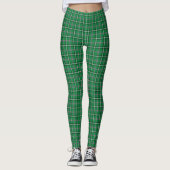 Green Black White Plaid Classic レギンス (正面)