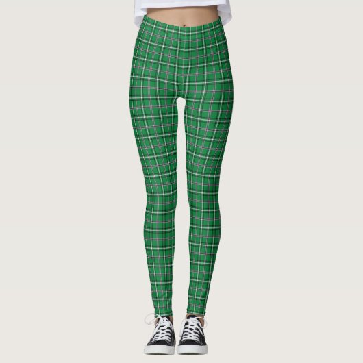 Green Black White Plaid Classic レギンス (正面)