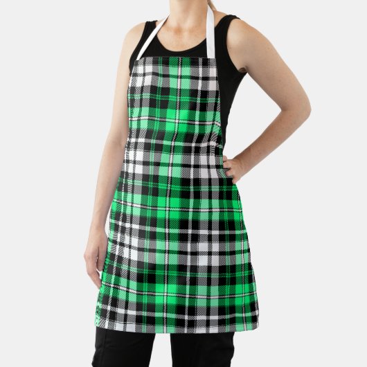 Green Black White Plaid Tartan Pattern Design  エプロン (インサイチュ)
