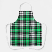 Green Black White Plaid Tartan Pattern Design  エプロン (正面)