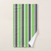 Green Black White Stripes Pattern Design  バスタオルセット (ハンドタオル)