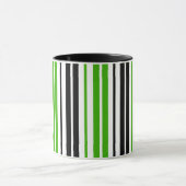 Green Black White Stripes Pattern Design  マグカップ (中央)