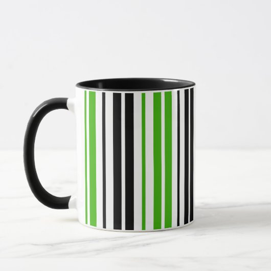 Green Black White Stripes Pattern Design  マグカップ (左)