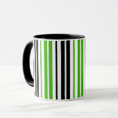 Green Black White Stripes Pattern Design  マグカップ (正面左)