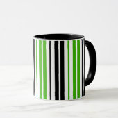 Green Black White Stripes Pattern Design  マグカップ (正面右)