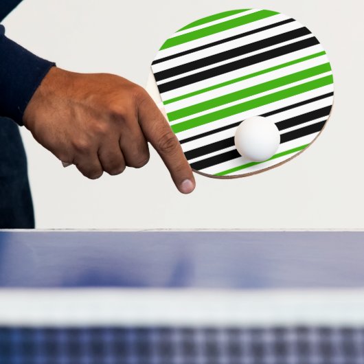 Green Black White Stripes Pattern Design  卓球ラケット (インサイチュ)