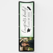 GREEN & BLK ornate | Graduation Banner with Photo 横断幕 (縦)