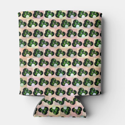 Green Block Art Lawn Bowls Pattern, Can Cooler 缶クーラー (裏面)