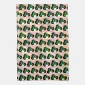 Green Block Art Lawn Bowls Pattern, Dish Towel キッチンタオル (縦)
