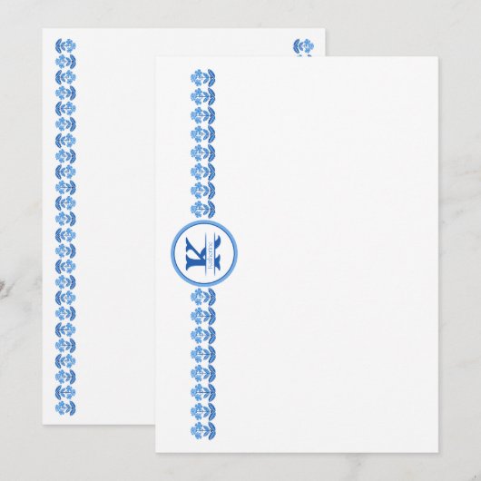 Green Block Print Daisy Card サンキューカード (正面/裏面)