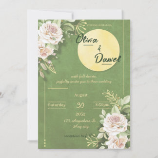 Green Blossom Engagement & Wedding Invitation 招待状