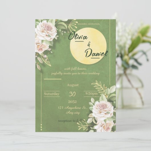 Green Blossom Engagement & Wedding Invitation 招待状 (スタンド正面)