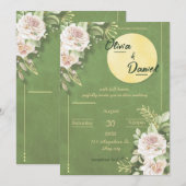 Green Blossom Engagement & Wedding Invitation 招待状 (正面/裏面)