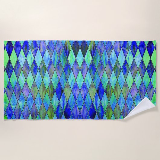 Green & Blue ビーチタオル (正面)