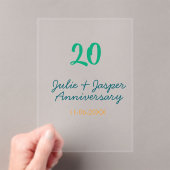 Green blue 20th anniversary name date orange  アクリル招待状 (インサイチュ (ポータブル))