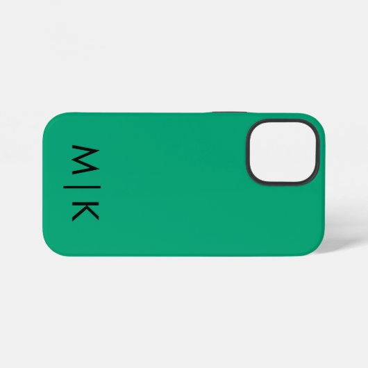 Green Blue and Black Modern Monogram  iPhoneケース (裏面横)