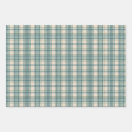 Green Blue Beige Plaid Men's Birthday Father's Day ラッピングペーパーシート