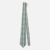 Green Blue Beige Tartan Buffalo Plaid Men's ネクタイ (正面)