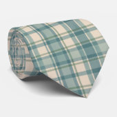Green Blue Beige Tartan Buffalo Plaid Men's ネクタイ (ロール)