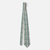 Green Blue Beige Tartan Buffalo Plaid Men's ネクタイ (裏面)