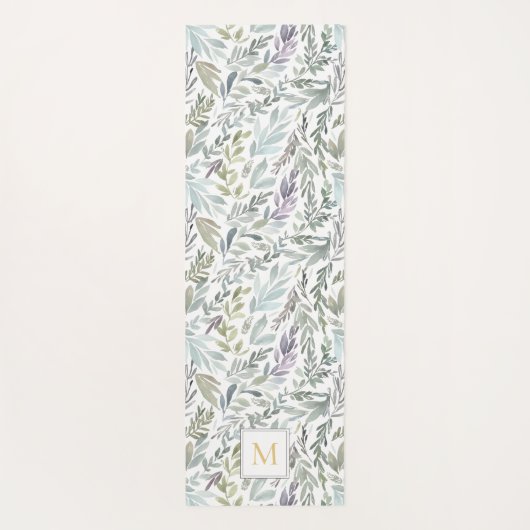 Green Blue Botanical Watercolor ヨガマット (裏面)