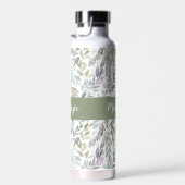 Green Blue Botanical Watercolor Monogram Name ウォーターボトル (右面)