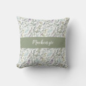 Green Blue Botanical Watercolor Monogram Name クッション (正面)