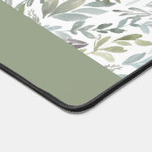 Green Blue Botanical Watercolor Monogram Name デスクマット (コーナー)