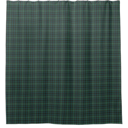 Green Blue Burgundy Tartan Plaid Shower Curtain シャワーカーテン (正面)