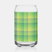 Green Blue Checker Abstract Pattern ガラス缶 (正面)