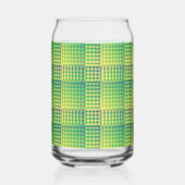 Green Blue Checker Abstract Pattern ガラス缶 (裏面)